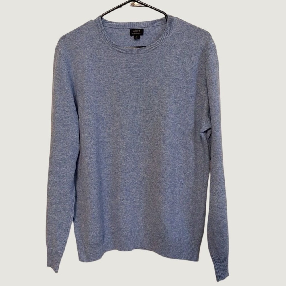 J.Crew Women Light Blue 100% Cashmere‎ Crewneck Sweater Size Large L Fine Knit